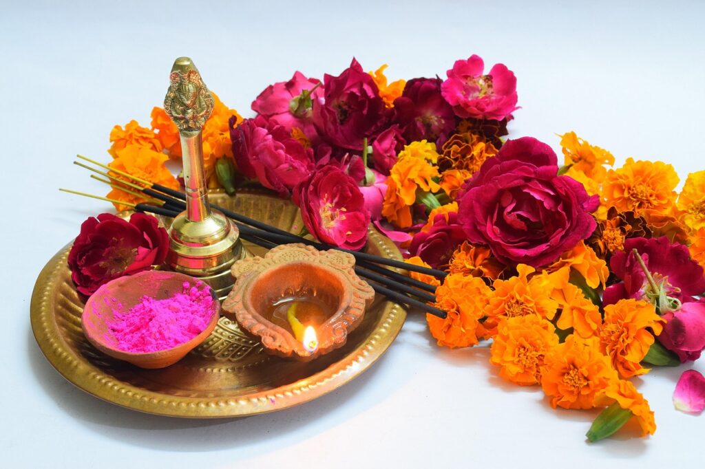 janmashtami, indian, turmeric, culture, flower background, religion, flower, diwali, asian, diya, tradition, beautiful flowers, pooja, powder, flower wallpaper, plate, deepavali, puja, religious, thali, marigold, hindu, traditional, celebration, hinduism, dussehra, nature, festival, chaturthi